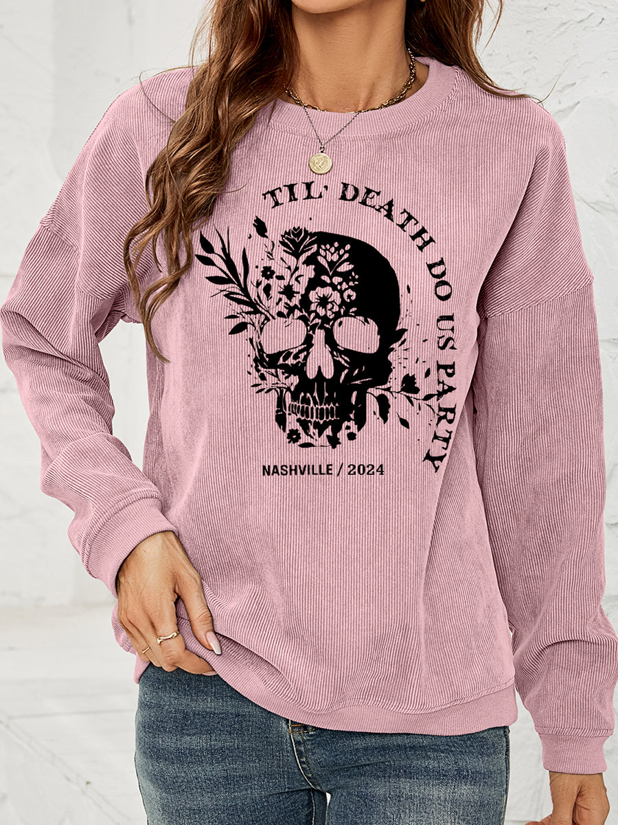 Sweat-shirt à épaules tombantes avec motif tête de mort