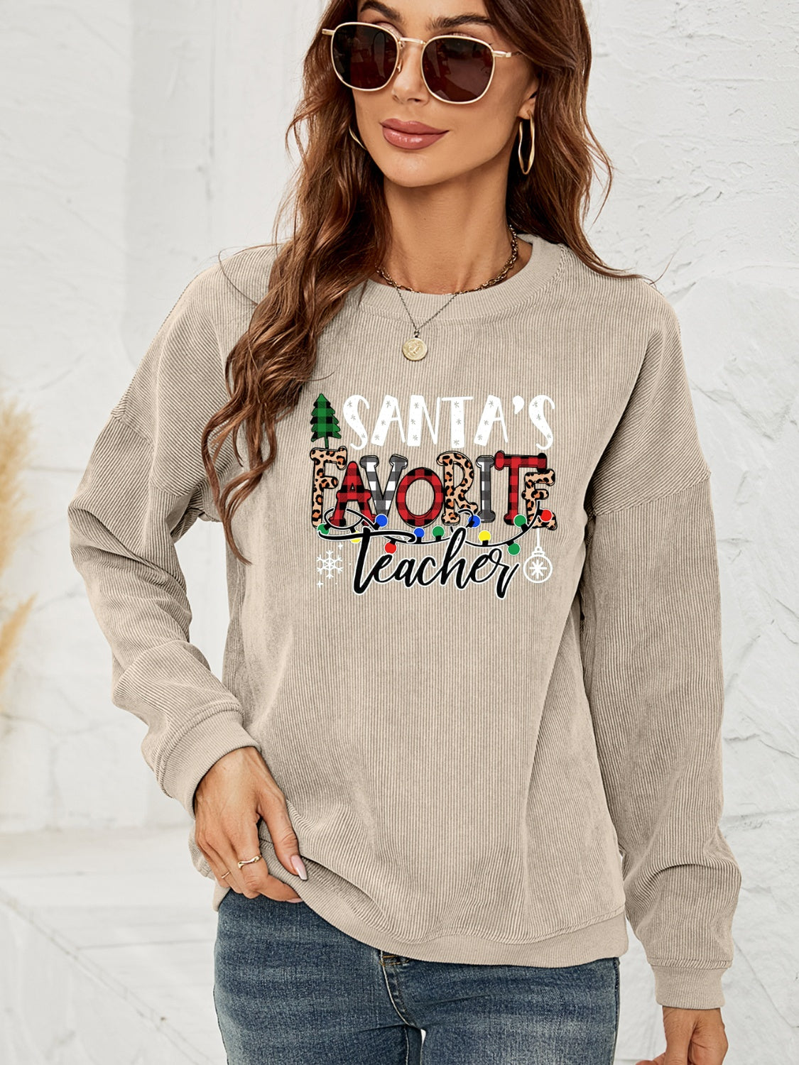 Sweat-shirt graphique PROFESSEUR PRÉFÉRÉ DU PÈRE NOËL