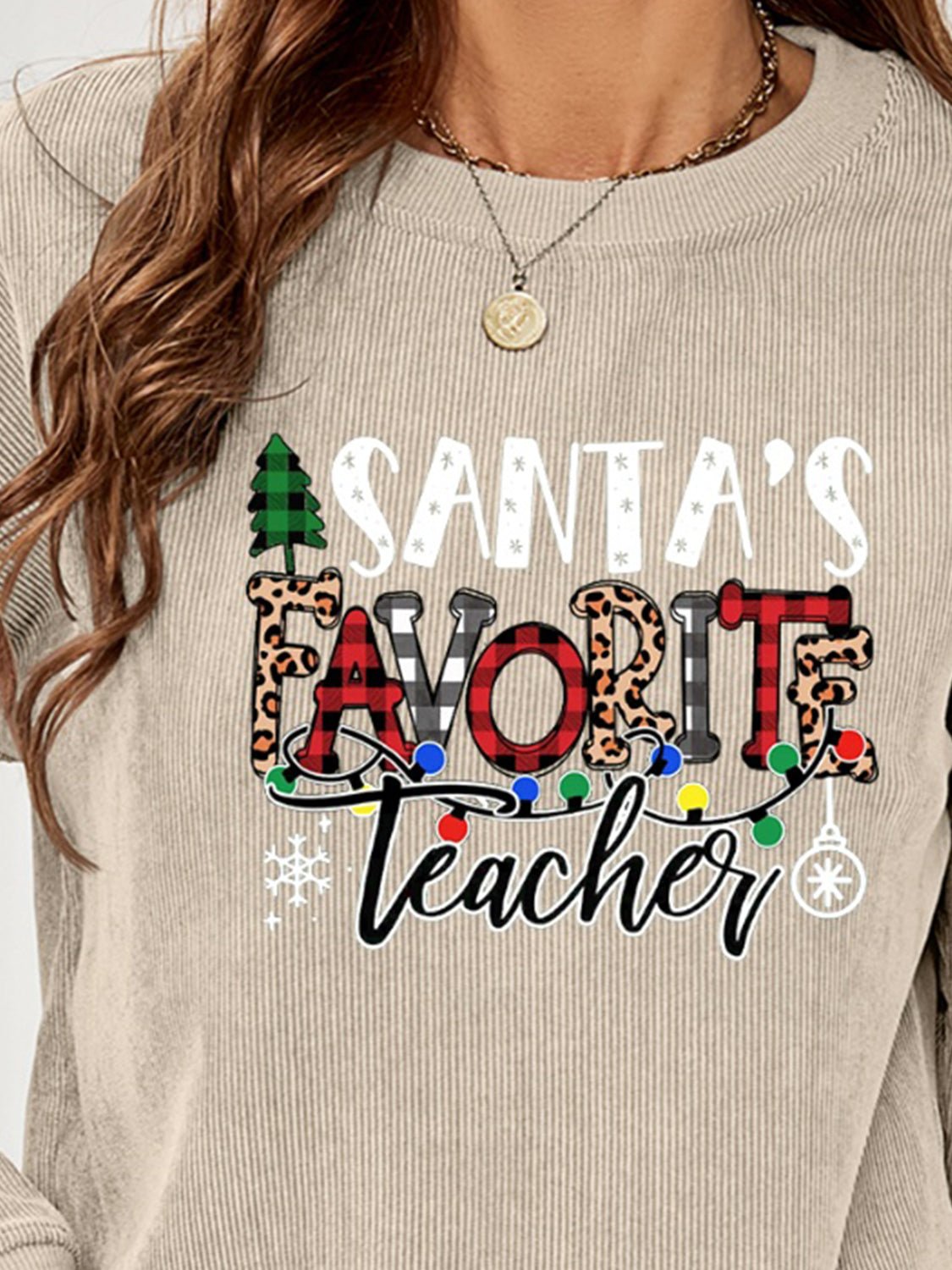 Sweat-shirt graphique PROFESSEUR PRÉFÉRÉ DU PÈRE NOËL