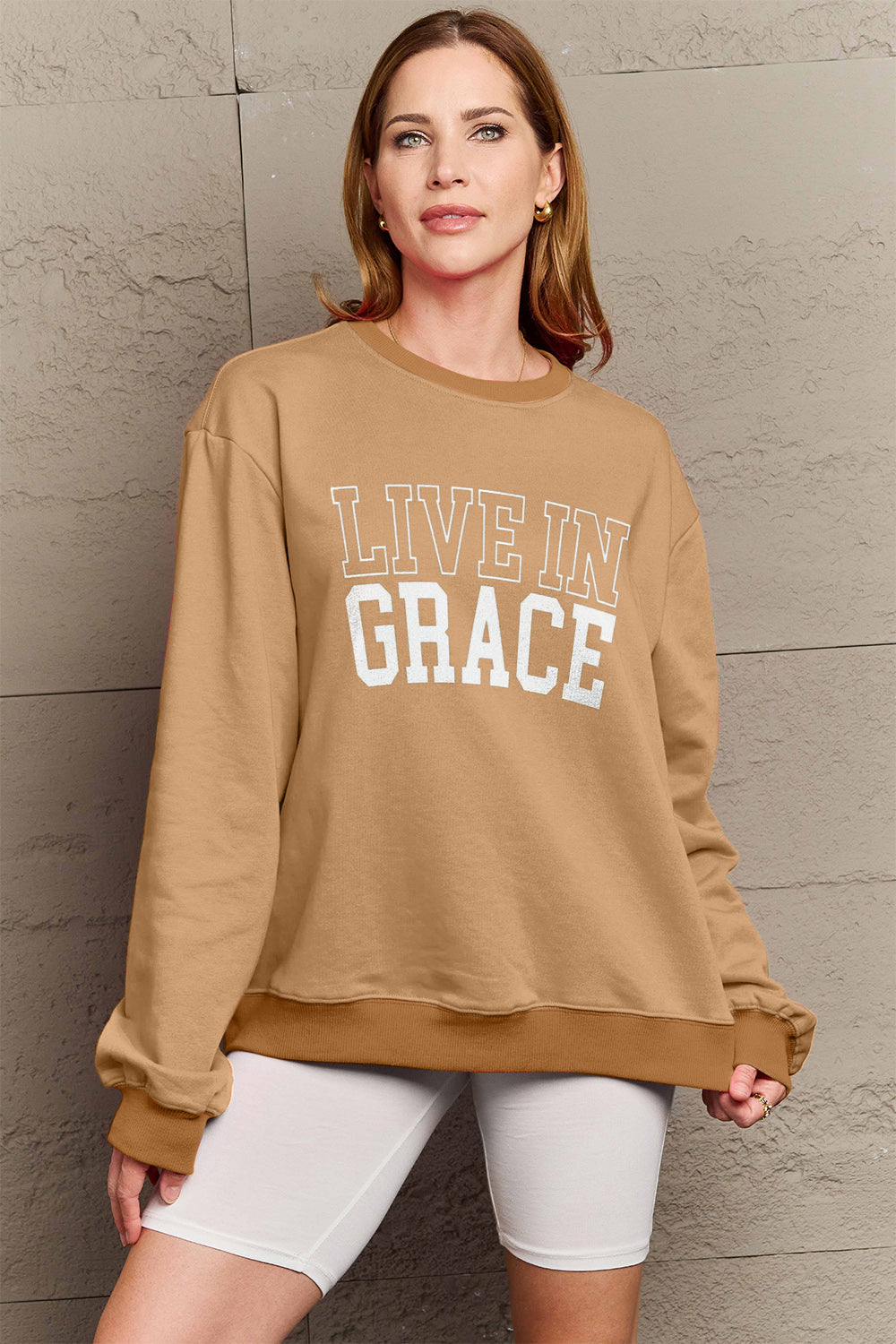 Simply Love – Sweatshirt mit Grafik „Live in Grace“ in voller Größe