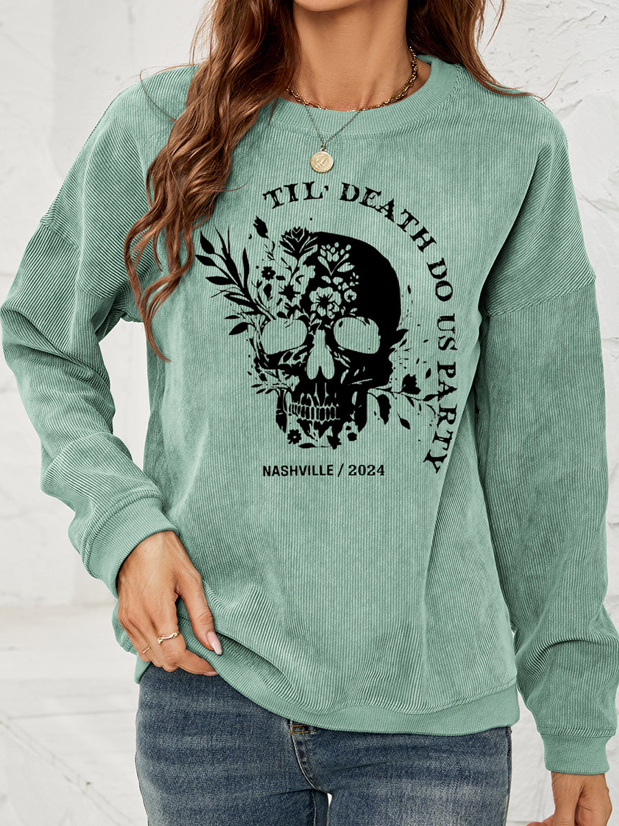 Sweat-shirt à épaules tombantes avec motif tête de mort