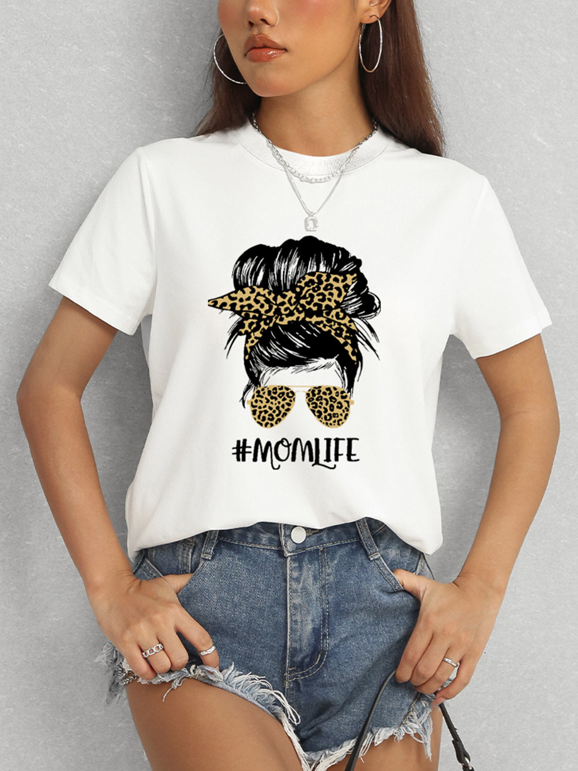 T-shirt à manches courtes et col rond MOMLIFE