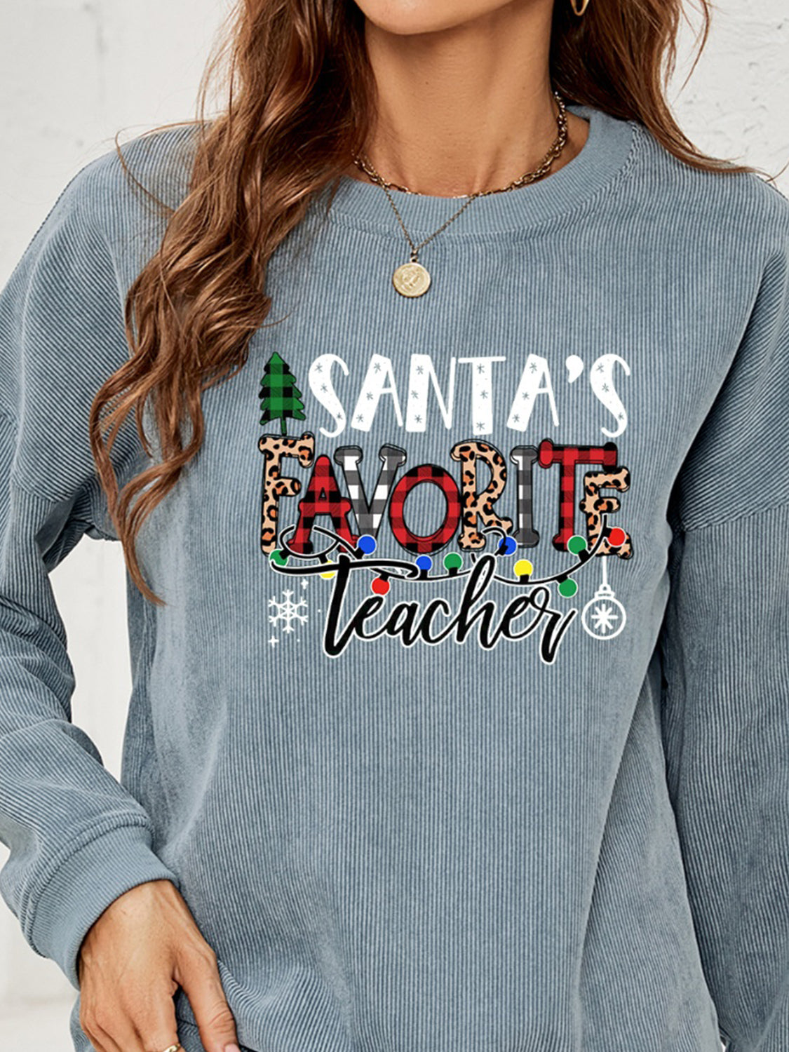 Sweatshirt mit Aufdruck „SANTA'S LIEBLINGSLEHRER“