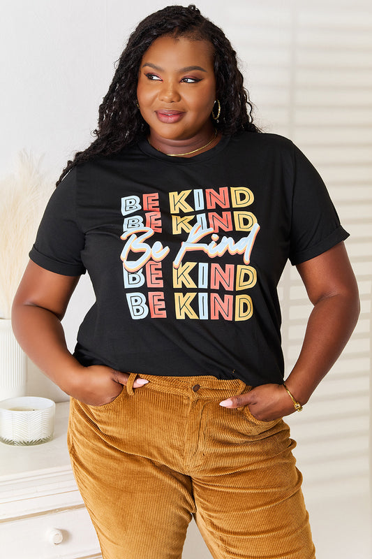 T-shirt col rond graphique Simply Love BE KIND