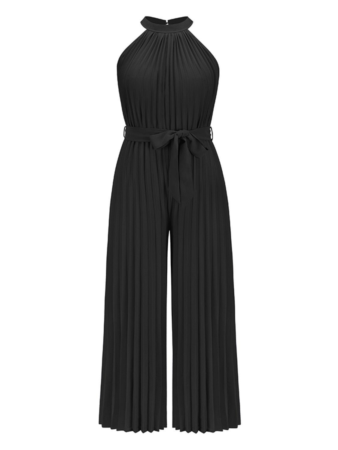 Ärmelloser Jumpsuit mit Cut-outs und Plissierung