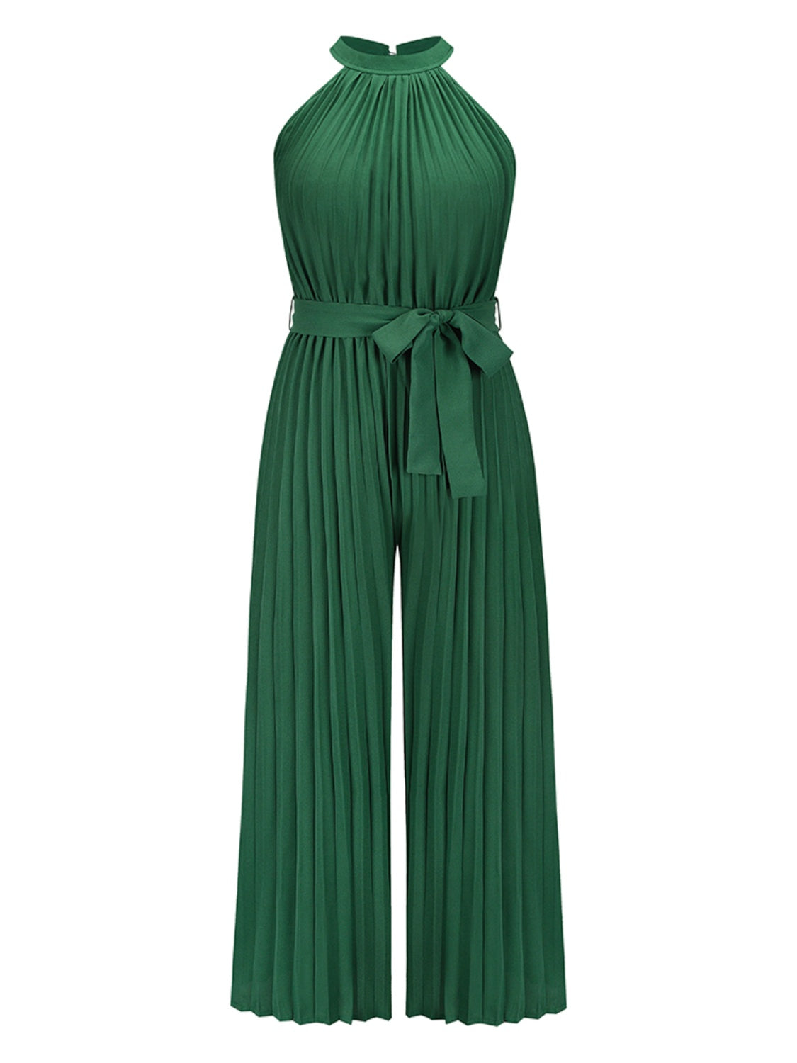 Ärmelloser Jumpsuit mit Cut-outs und Plissierung