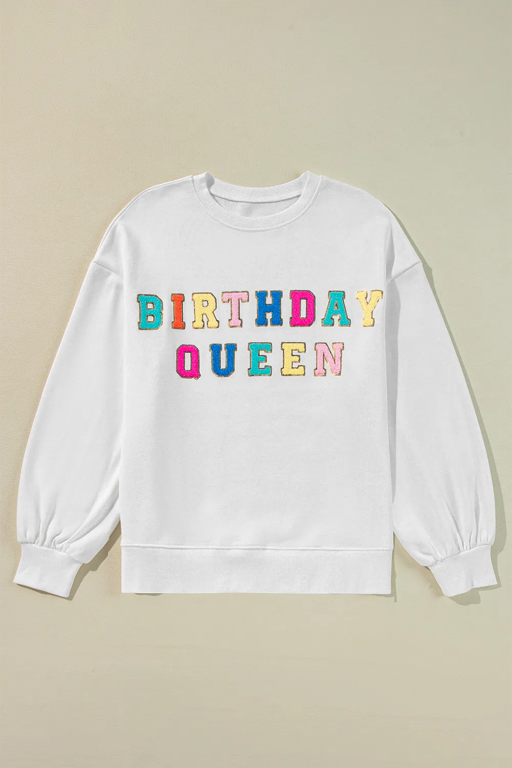 BIRTHDAY QUEEN Pailletten-Sweatshirt mit Rundhalsausschnitt und langen Ärmeln