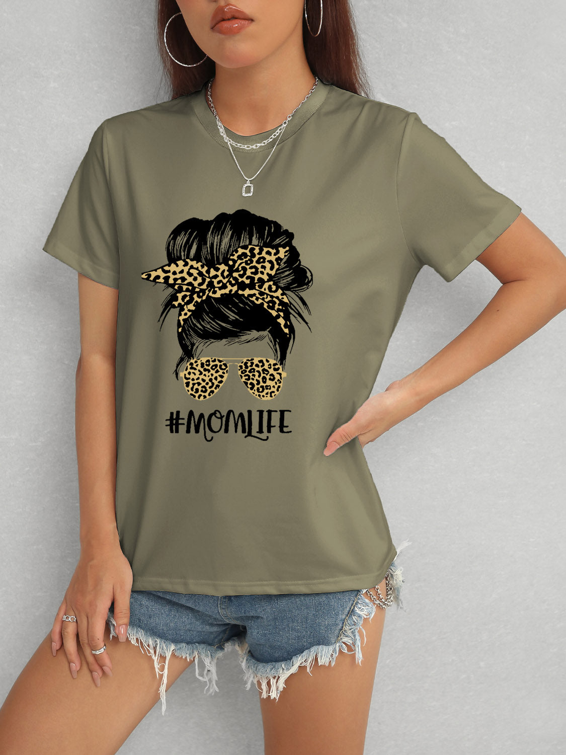 MOMLIFE T-Shirt mit Rundhalsausschnitt und kurzen Ärmeln