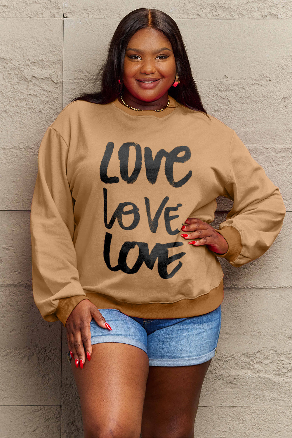 Simply Love – Sweatshirt mit Rundhalsausschnitt in voller Größe LOVE