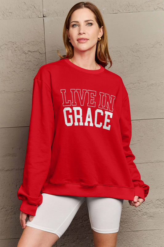 Simply Love – Sweatshirt mit Grafik „Live in Grace“ in voller Größe