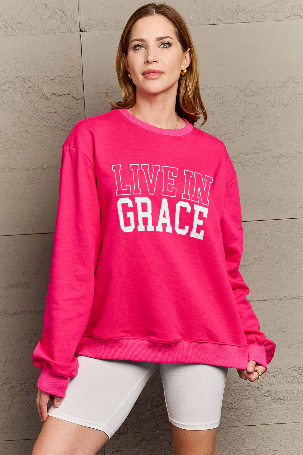 Simply Love – Sweatshirt mit Grafik „Live in Grace“ in voller Größe