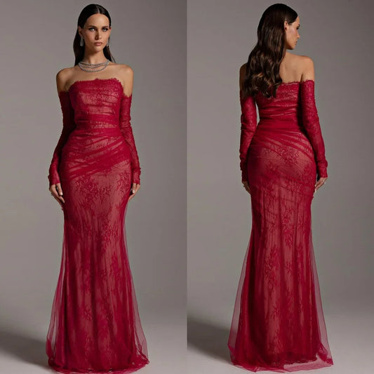 Customized Sparkle Net Off-the-Shoulder Mermaid Dress – Exquisite Bespoke Formal Wear