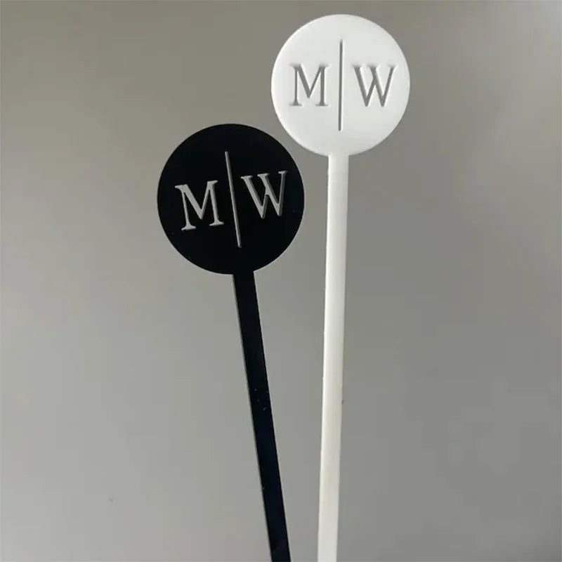 100PCS Personalized Engraved Cocktail Stirrers – Custom Wedding & Party Drink Accessories