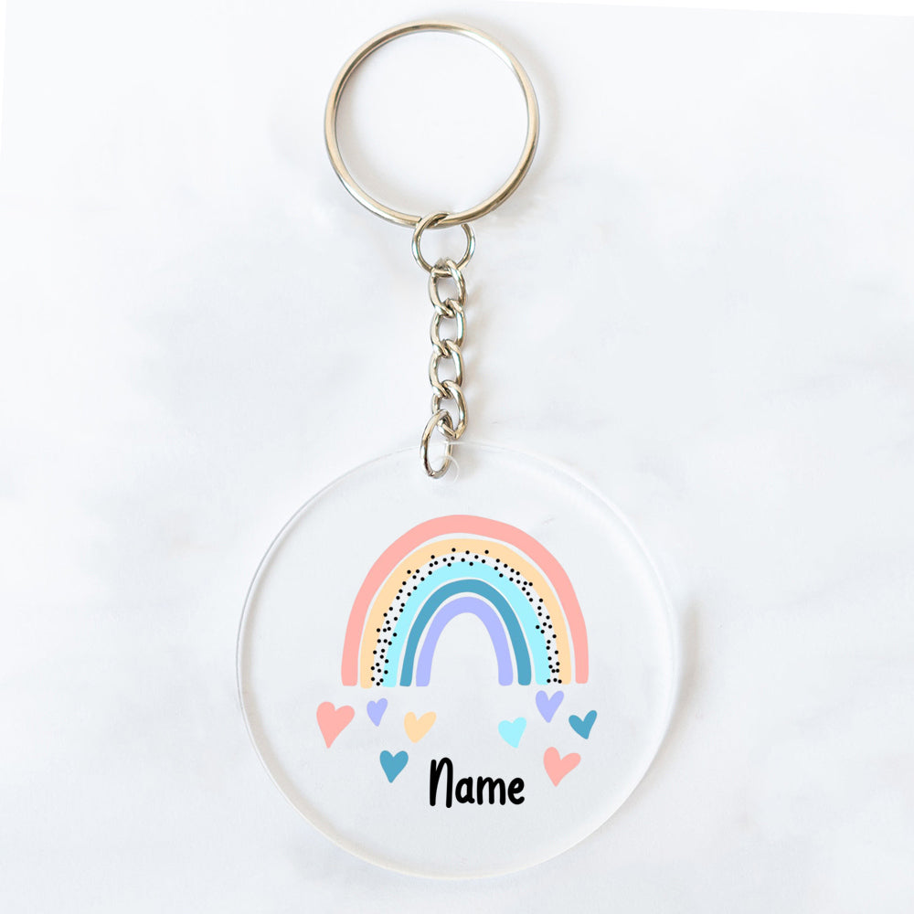 Personalized Rainbow Acrylic Keychains – Custom Name Gifts for Friends, Teachers, Moms & Party Favors