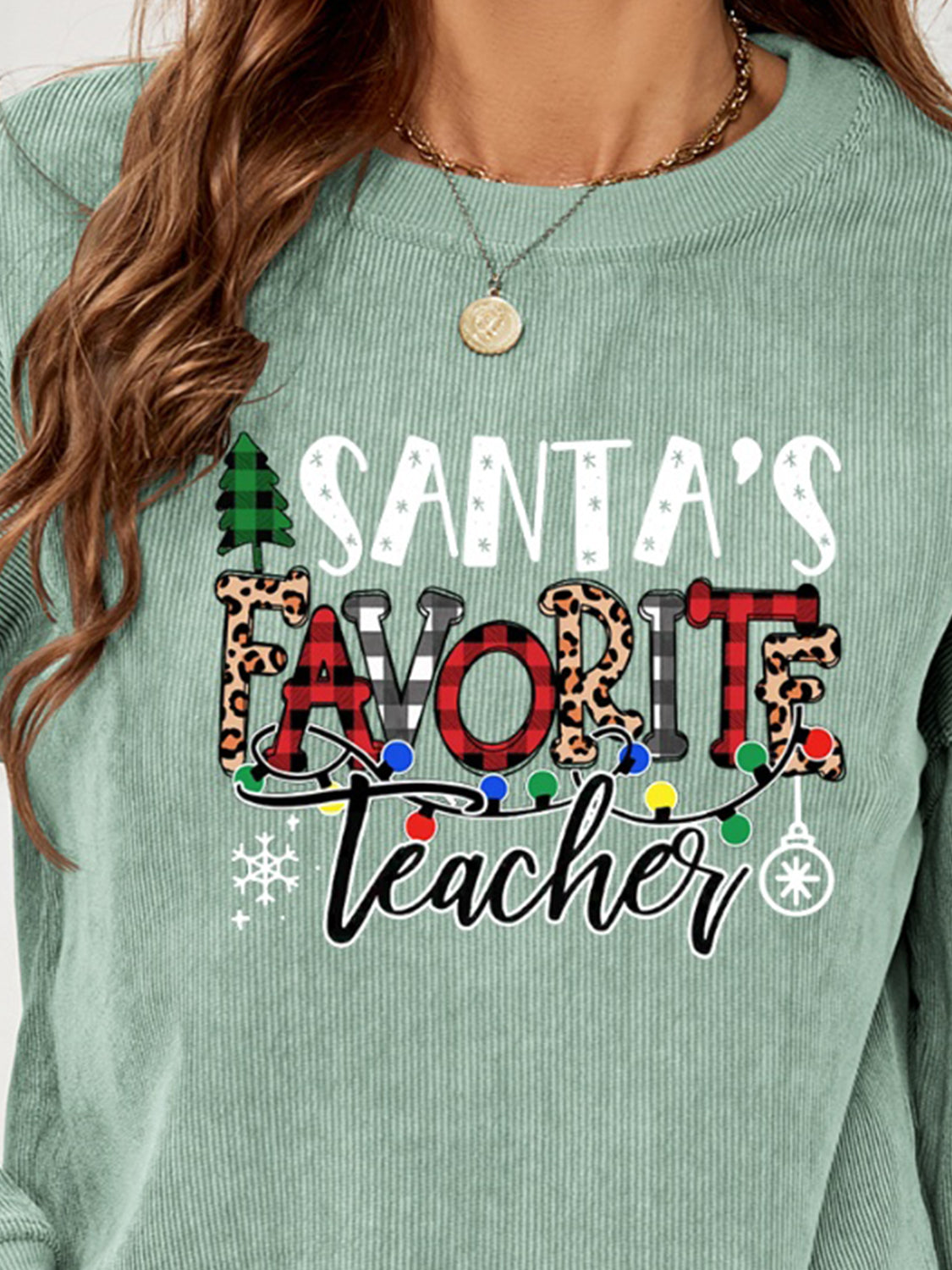 Sweatshirt mit Aufdruck „SANTA'S LIEBLINGSLEHRER“