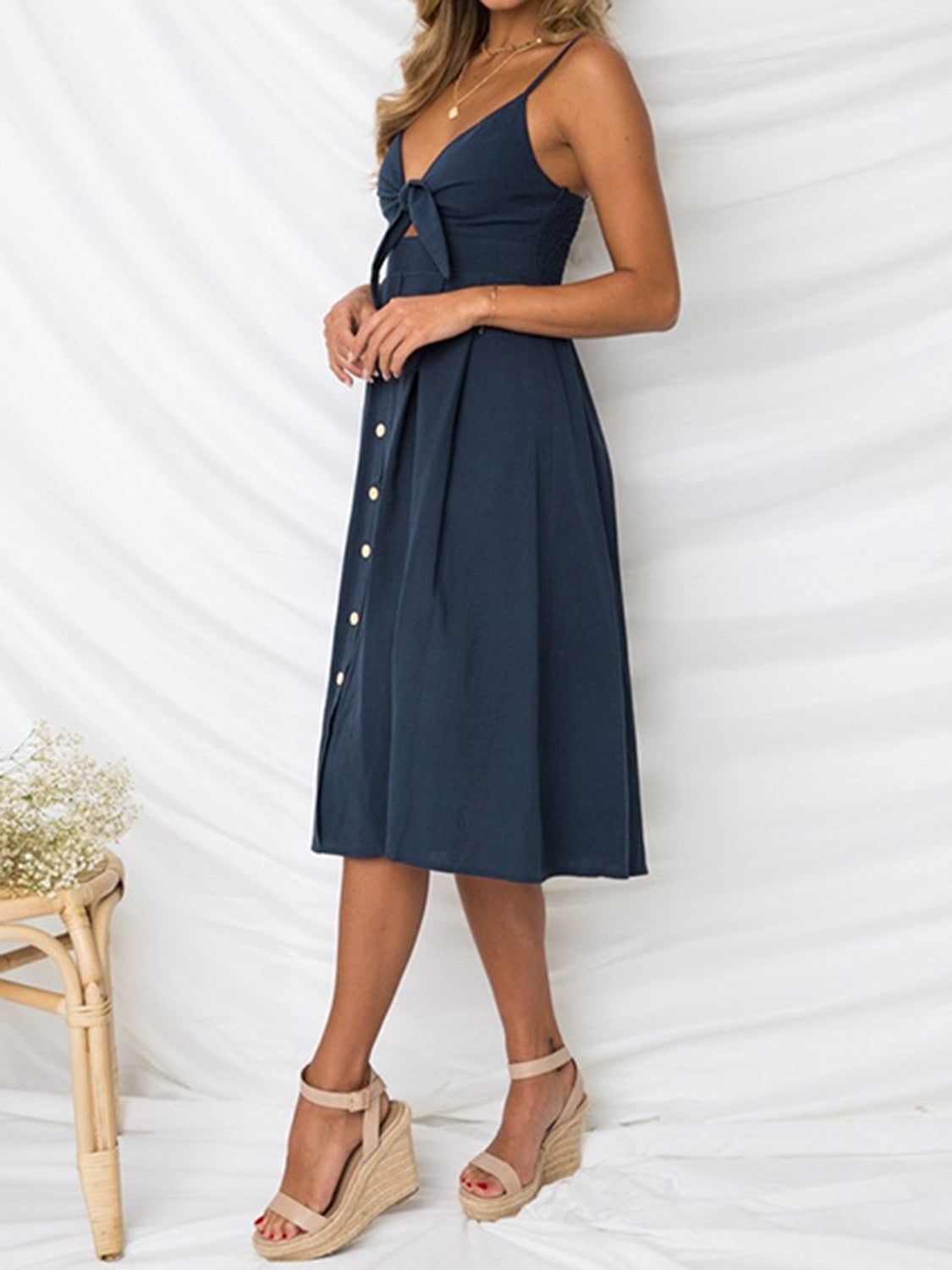 Camisole-Kleid mit Cut-outs, gesmoktem Sweetheart-Ausschnitt