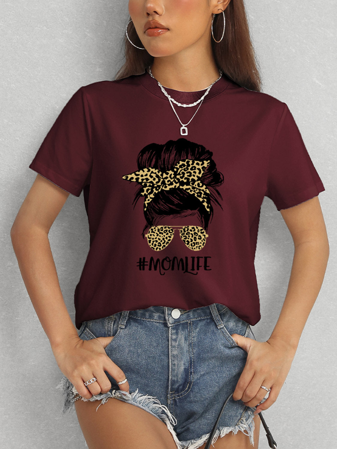 T-shirt à manches courtes et col rond MOMLIFE