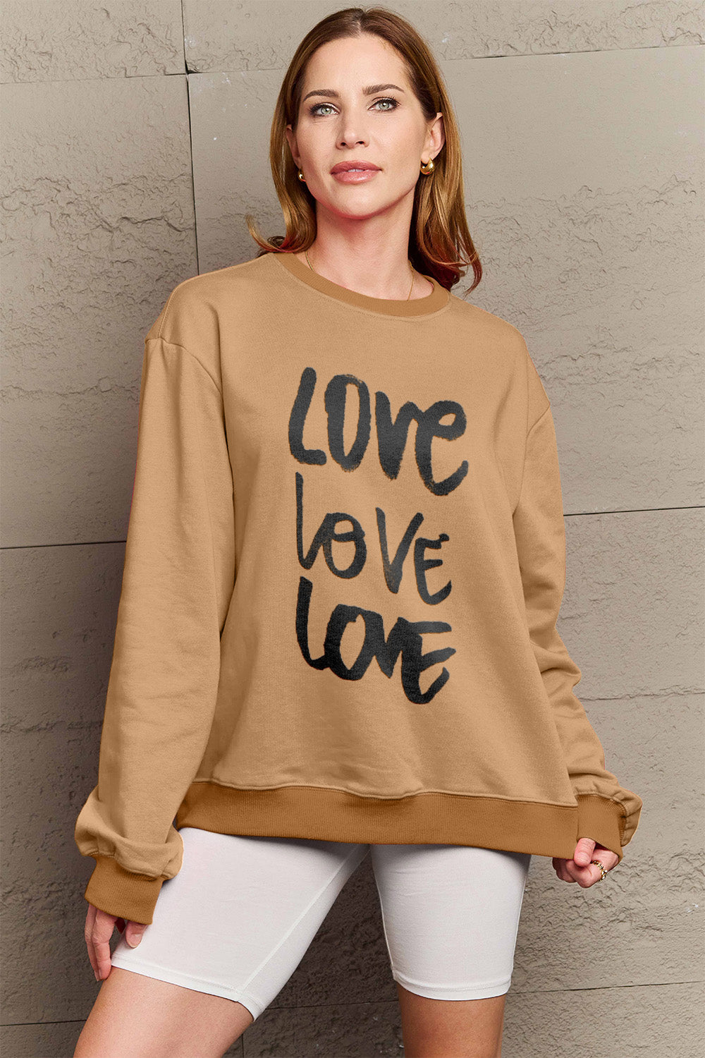 Simply Love – Sweatshirt mit Rundhalsausschnitt in voller Größe LOVE