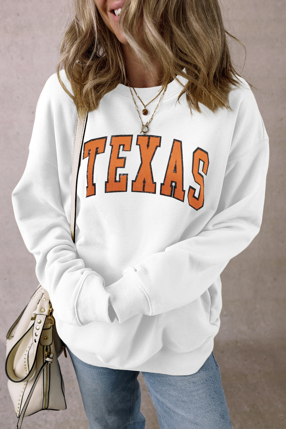 Sweat-shirt à col rond et épaules tombantes TEXAS