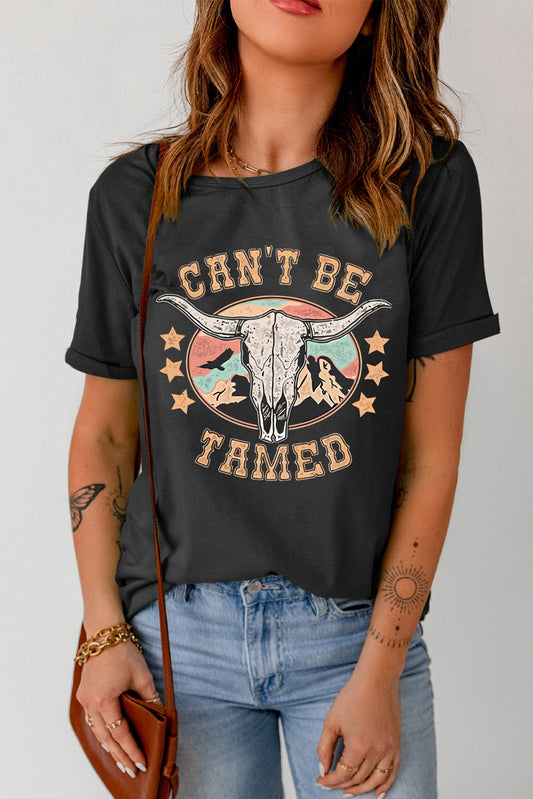 T-shirt à manches courtes avec imprimé graphique « CAN'T BE TAMED »