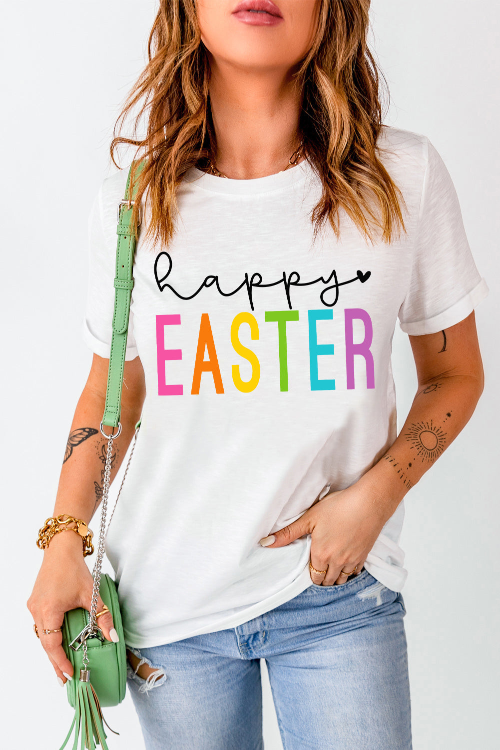 HAPPY EASTER T-Shirt mit Rundhalsausschnitt und kurzen Ärmeln