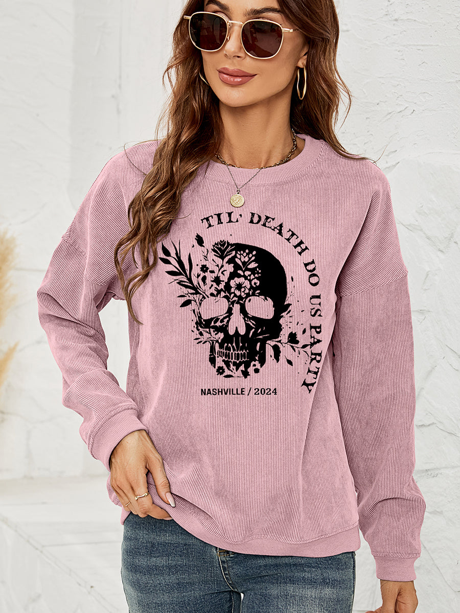 Sweat-shirt à épaules tombantes avec motif tête de mort