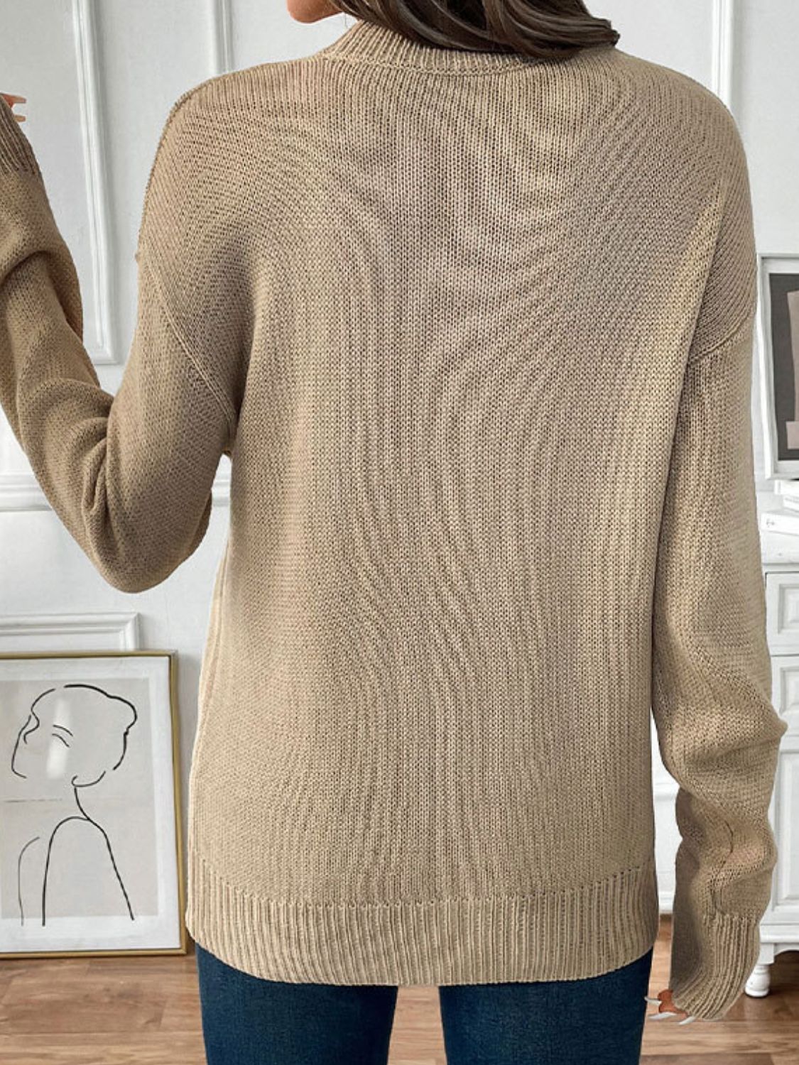 Perfee – Kirschenfarbener Pullover mit Rundhalsausschnitt und langen Ärmeln