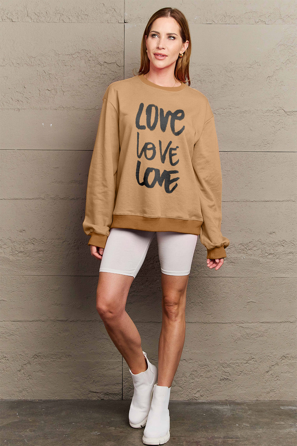 Simply Love – Sweatshirt mit Rundhalsausschnitt in voller Größe LOVE